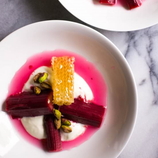 Rose Poached Rhubarb