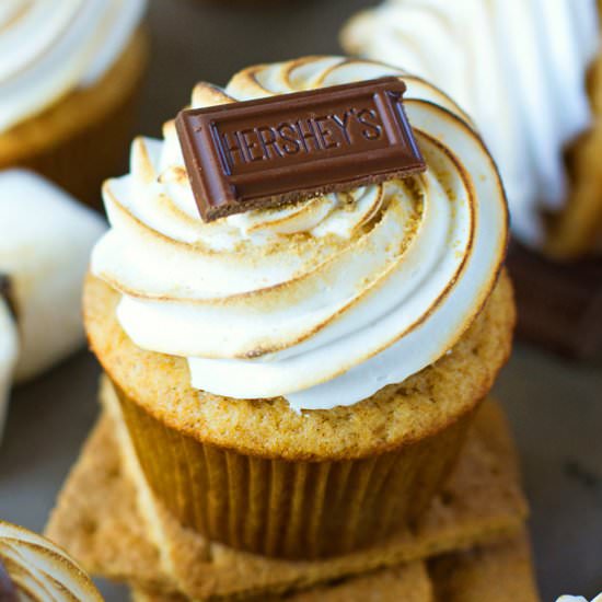 Nutella Filled S’mores Cupcakes