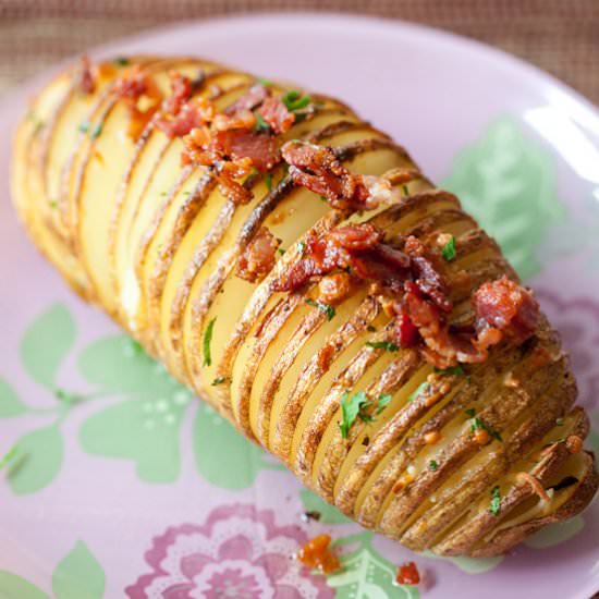 Bacon Parmesan Hasselback Potatoes