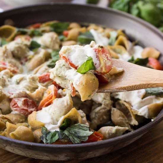 Cauliflower Pesto Shells w/ Burrata