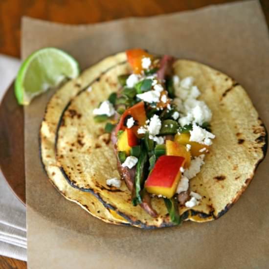 Flank Steak Tacos with Peach Salsa