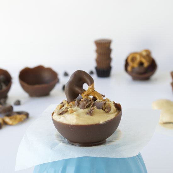 Chocolate Bowls with PB Mousse