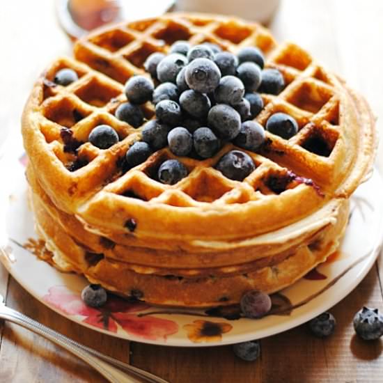 Vanilla Bean Blueberry Waffles