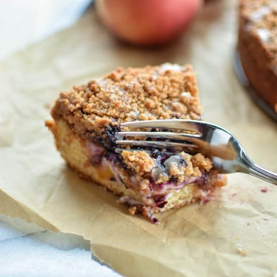 Blueberry and Peach Crumble Cake