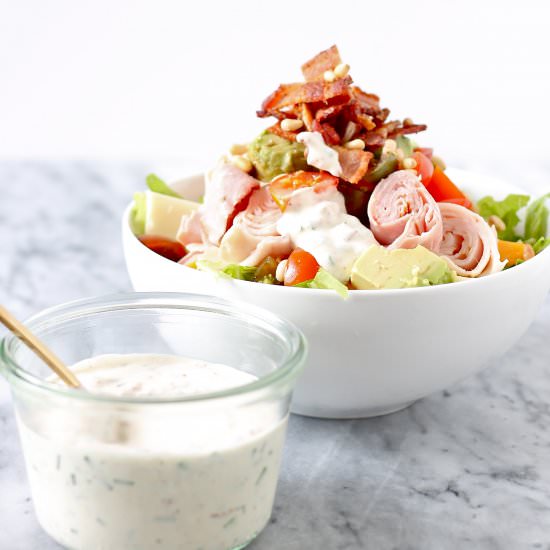 Chopped salad with bacon buttermilk