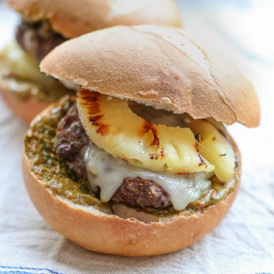 Grilled Pineapple Burgers w. Pesto