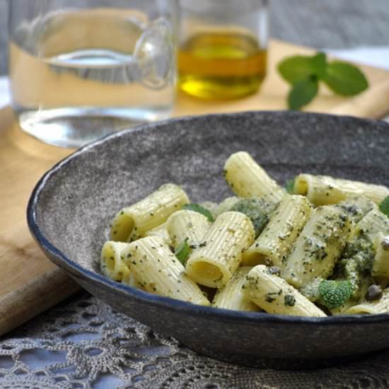 Rigatoni with Caper and Mint Pesto