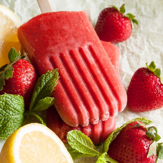 Strawberry Mint Popsicles