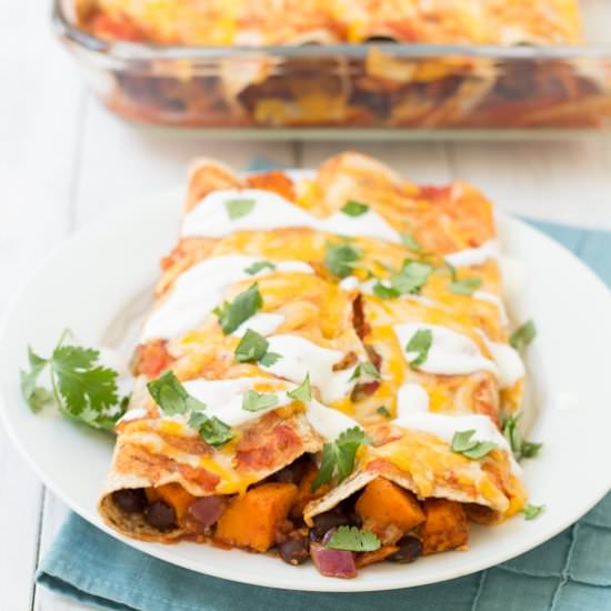 Sweet Potato Black Bean Enchiladas