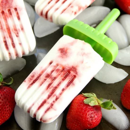 Strawberry Coconut Popsicles