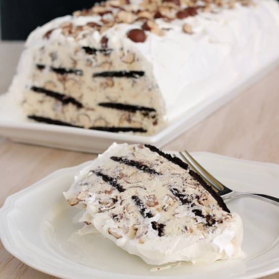 Malted milk ball ice cream cake