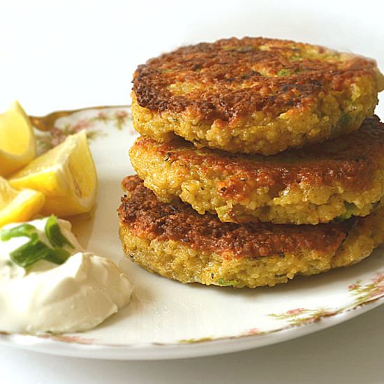 Lemon Scallion Couscous Cakes