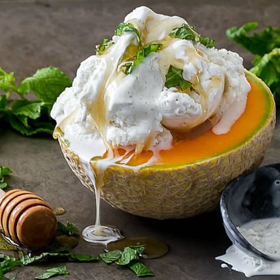 Cantaloupe with Ice Cream