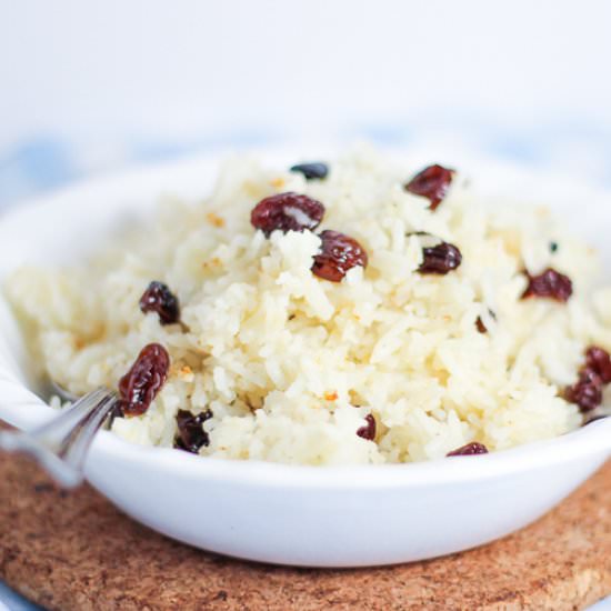 Rice Cooked in Milk with Raisins