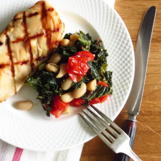 Braised Kale with White Beans