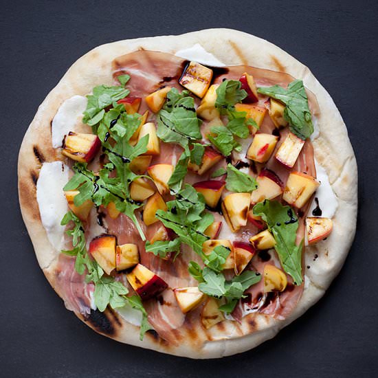 Grilled Nectarine Prosciutto Pizza