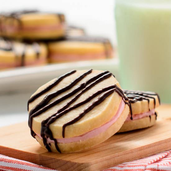 Cherry Viennese Sandwich Cookies