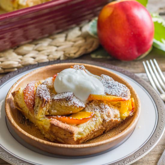 Peaches and Cream French Toast Bake