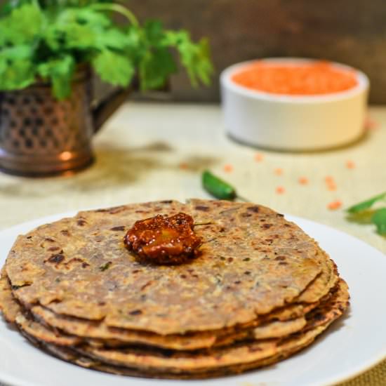 Whole Wheat Masoor Daal Paratha