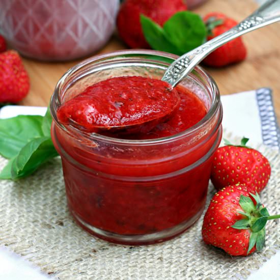 Strawberry Basil Freezer Jam