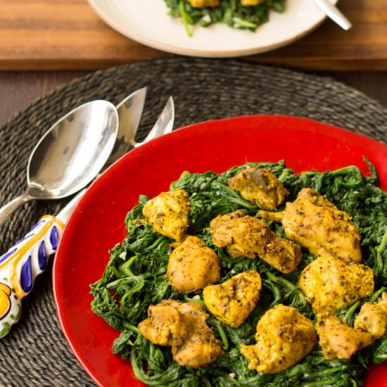 Pickled Chicken with Spinach