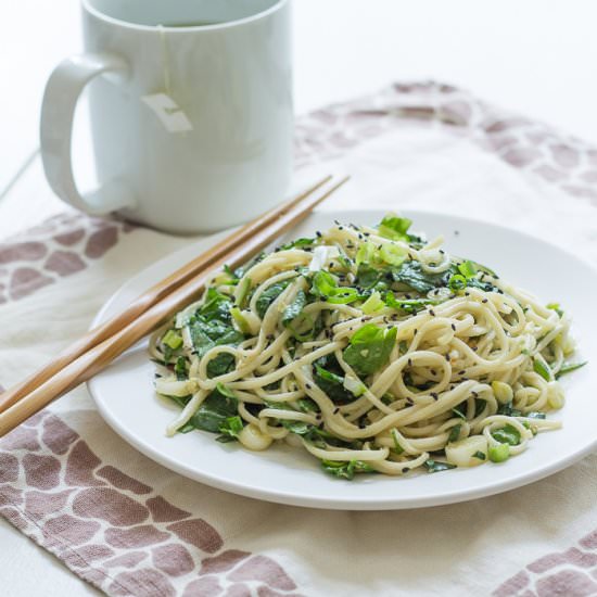 Peanut Spinach Udon