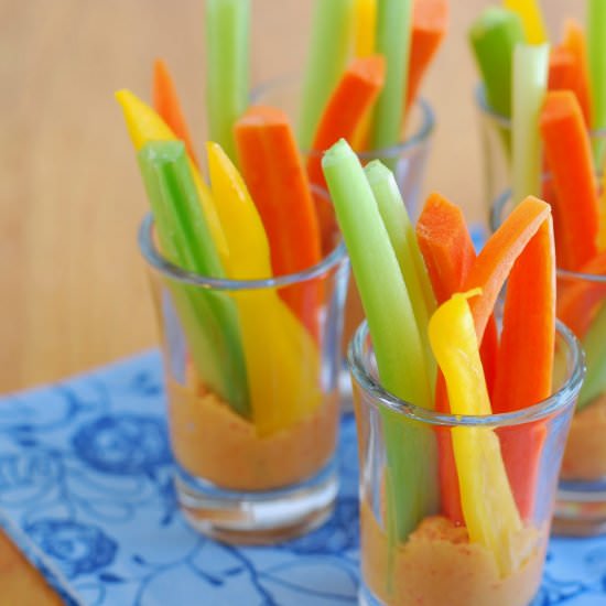 Roasted Red Pepper Hummus Shooters