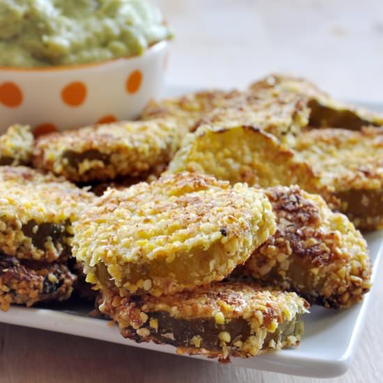 Baked “Fried” Pickles+ Vegan Aioli