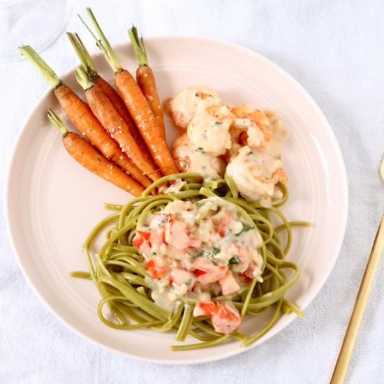 Linguine with shrimp
