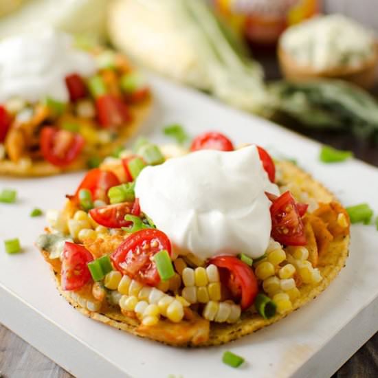 Buffalo Chicken Sweet Corn Tostadas