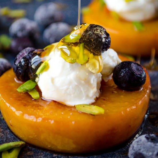Pan Seared Peaches with Yogurt