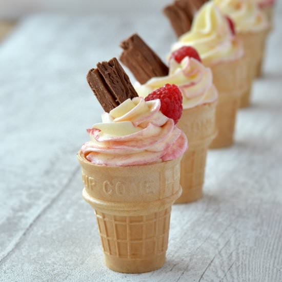 Raspberry Ripple Ice Cream Cupcakes