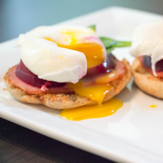 Roasted Beet Eggs Benedict