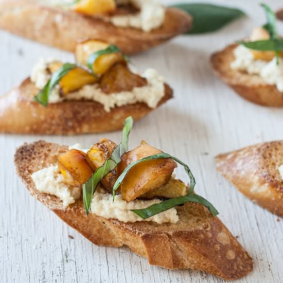 Balsamic Roasted Peach Crostini