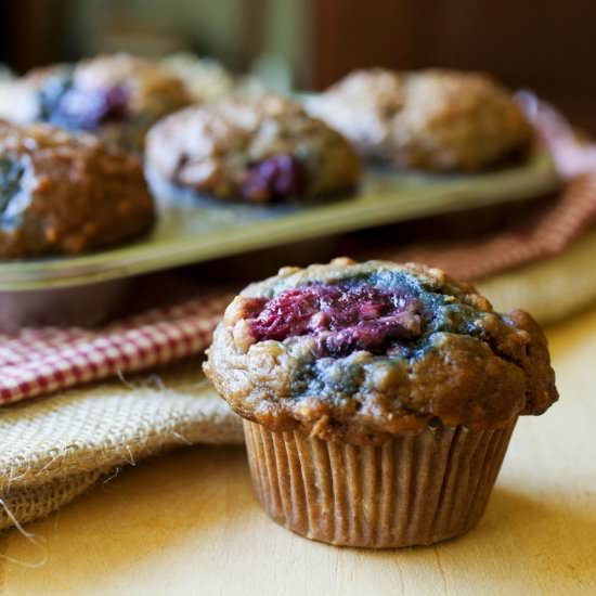 Blackberry, Banana & Oat Muffins