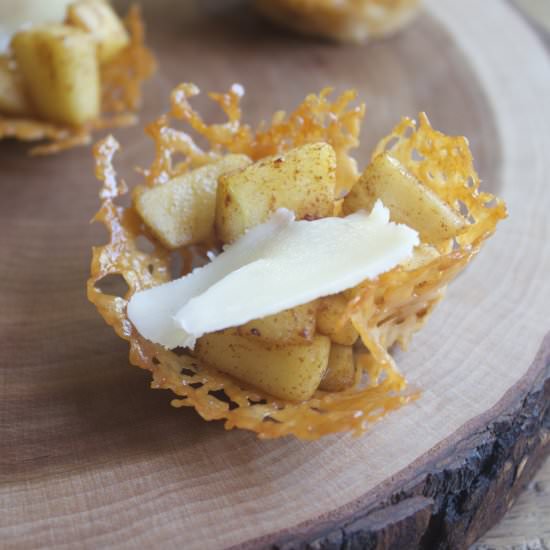 Apple Pie-Filled Cheddar Frico Cups