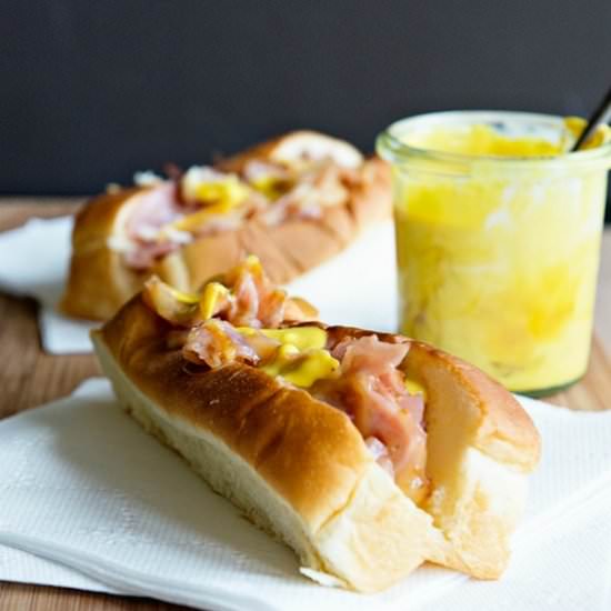 Chopped Fried Ham and Cheese Rolls