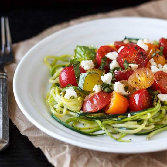 Zucchini Noodles, Tomatoes and Feta