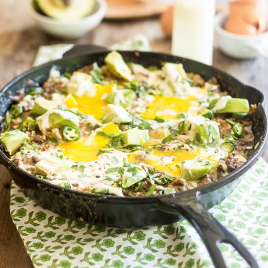 Creamy Cauliflower and Ground Beef Skillet