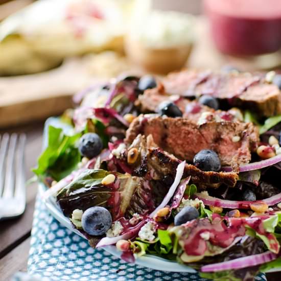 Steak Bleu Cheese & Blueberry Salad
