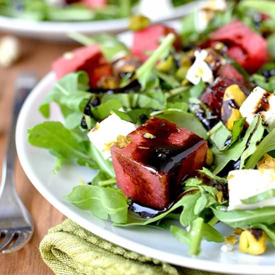 Watermelon, Feta, Basil and Pistach