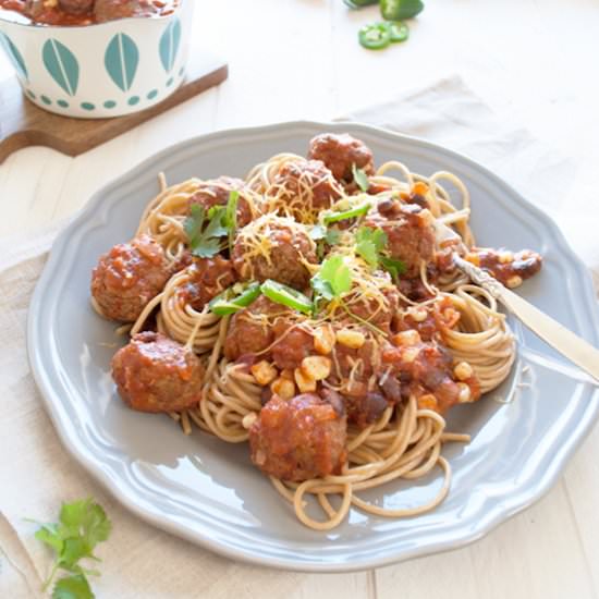 Mexican Spaghetti with Meatballs