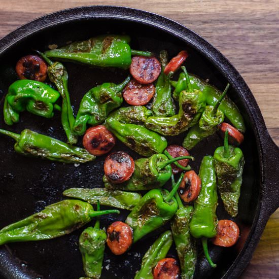 Blistered Padrón Peppers & Chorizo