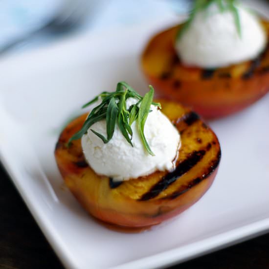 Honey Grilled Peaches w/ Chevre