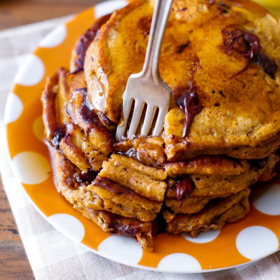 Pumpkin Chocolate Chip Pancakes