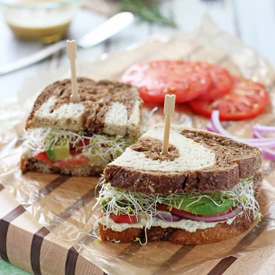 White bean avocado sandwich