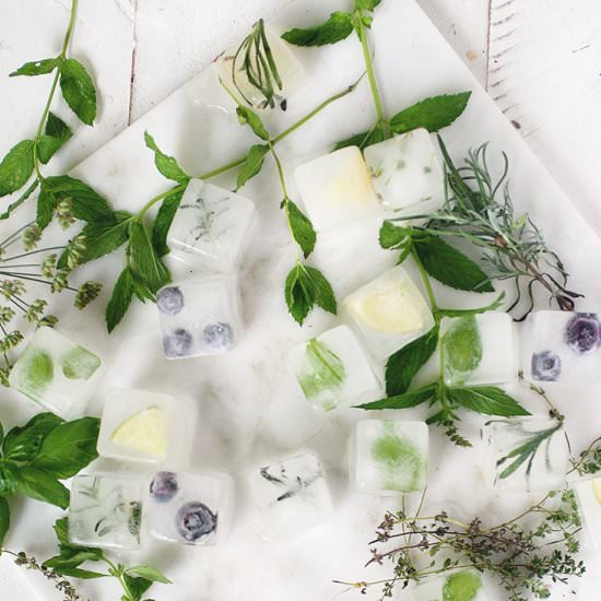 Herb Infused Ice Cubes and Drinks