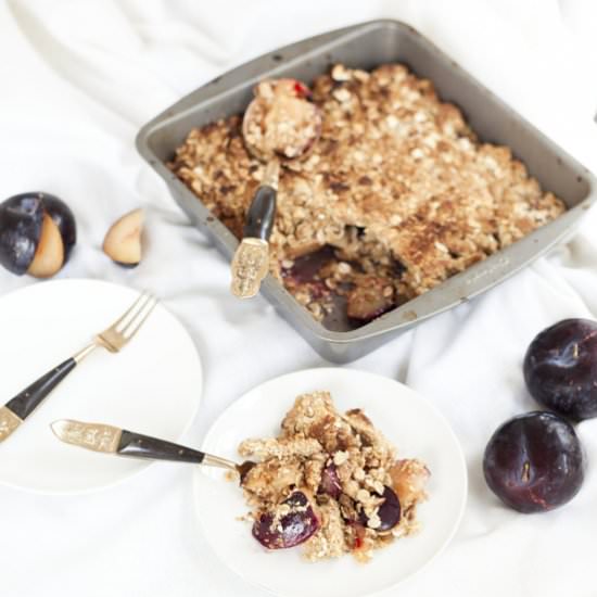 Plum Rosewater Whole Wheat Crumble