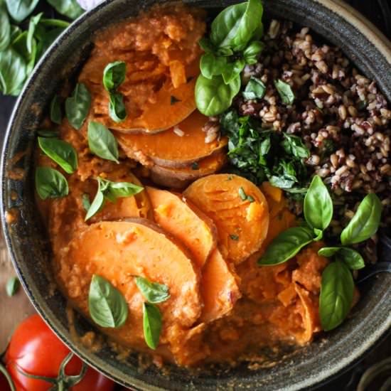 Steamed Sweet Potatoes and Rice