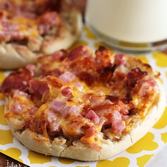 Cheesy Ham & Bacon English Muffins